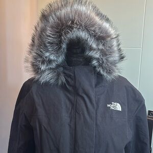 The North Face Black Ski Jacket with Gray Faux Fur Trim
